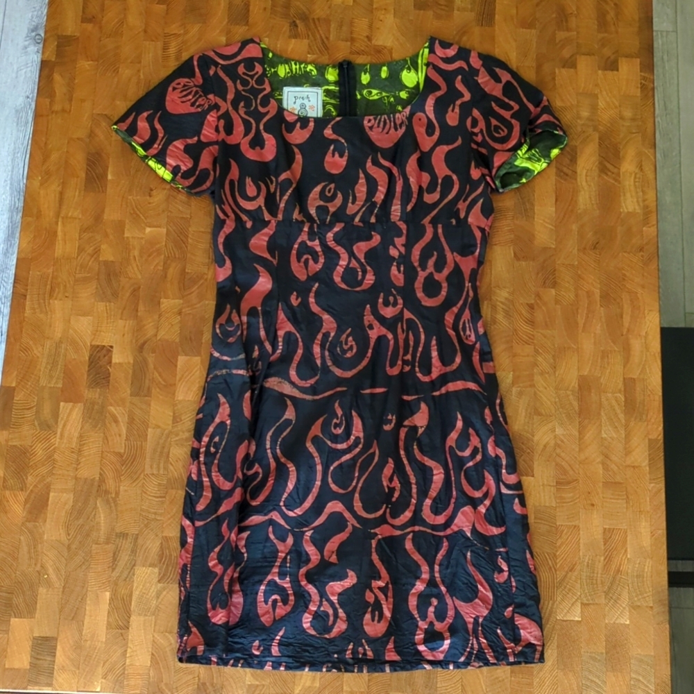 Raw Silk Peach Berserk Flame Dress